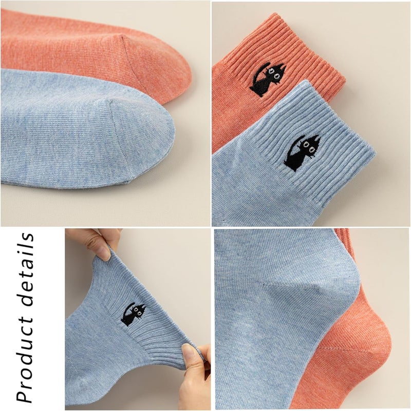 ANIDL Women's Girls Novelty Funny Crew Socks,Crazy Cute Embroidered Pattern Ankle Sock Cotton,Women's Gift - Image 3